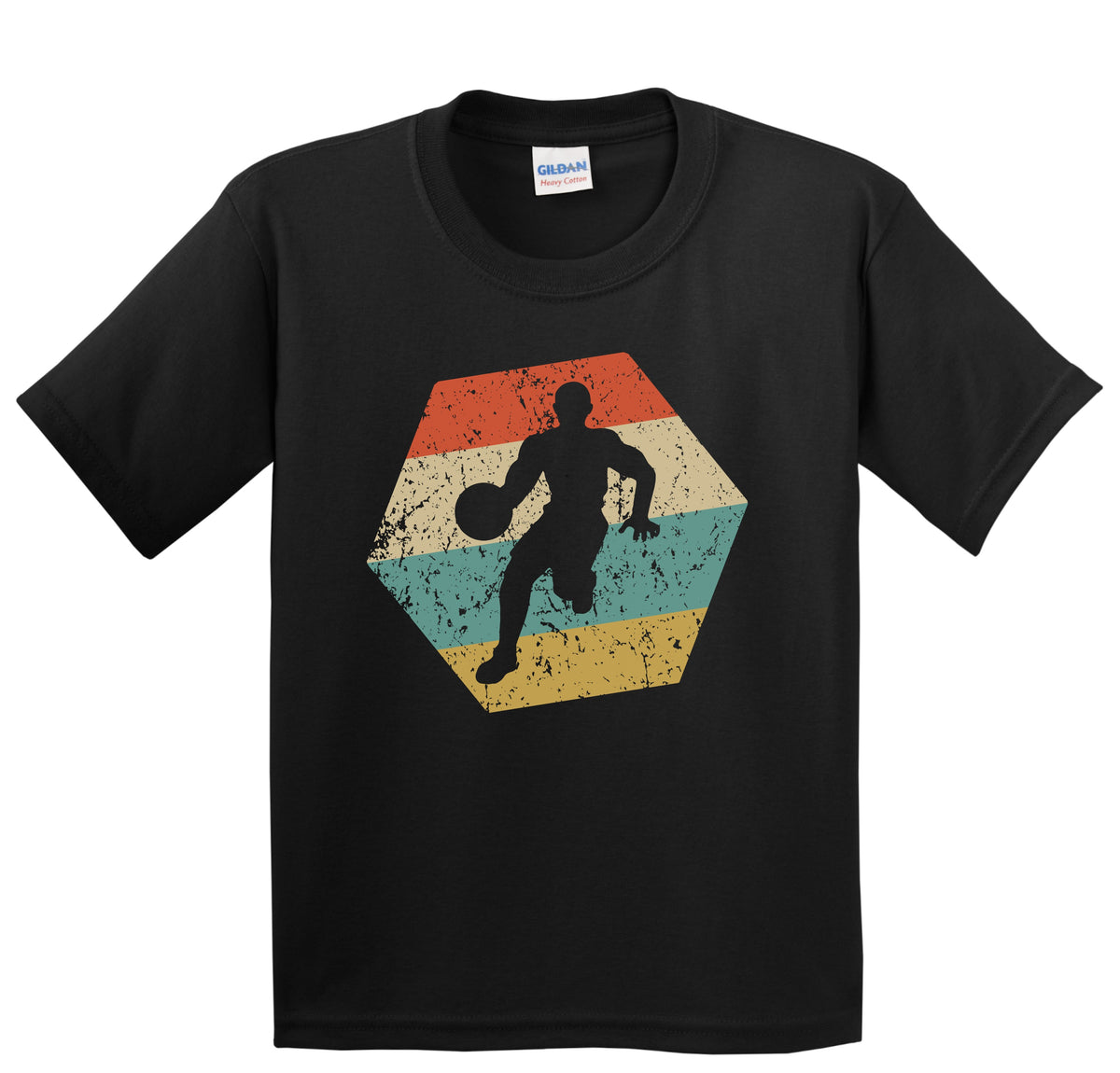 Basketball Player Retro Distressed Hexagon Point Guard Youth T-Shirt