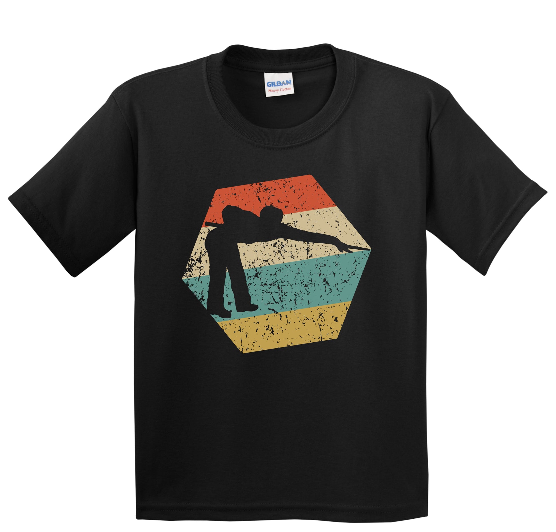 Pool Player Retro Distressed Hexagon Billiards Youth T-Shirt