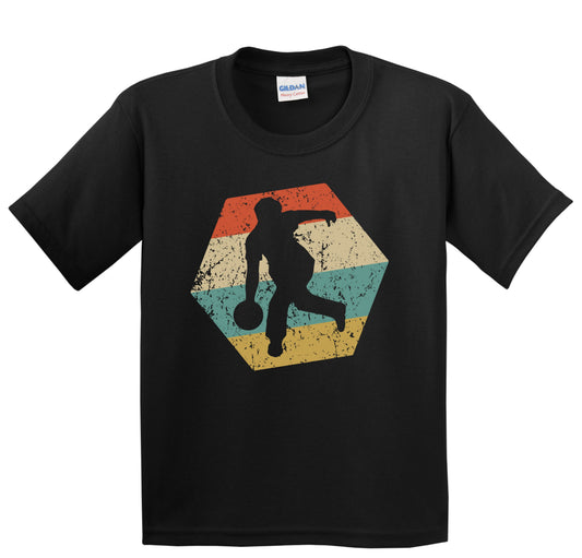 Bowler Retro Distressed Hexagon Bowling Youth T-Shirt