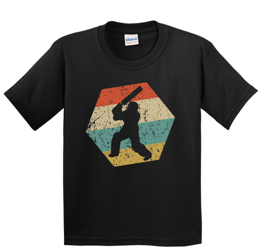 Cricket Retro Distressed Hexagon Cricket Player Youth T-Shirt
