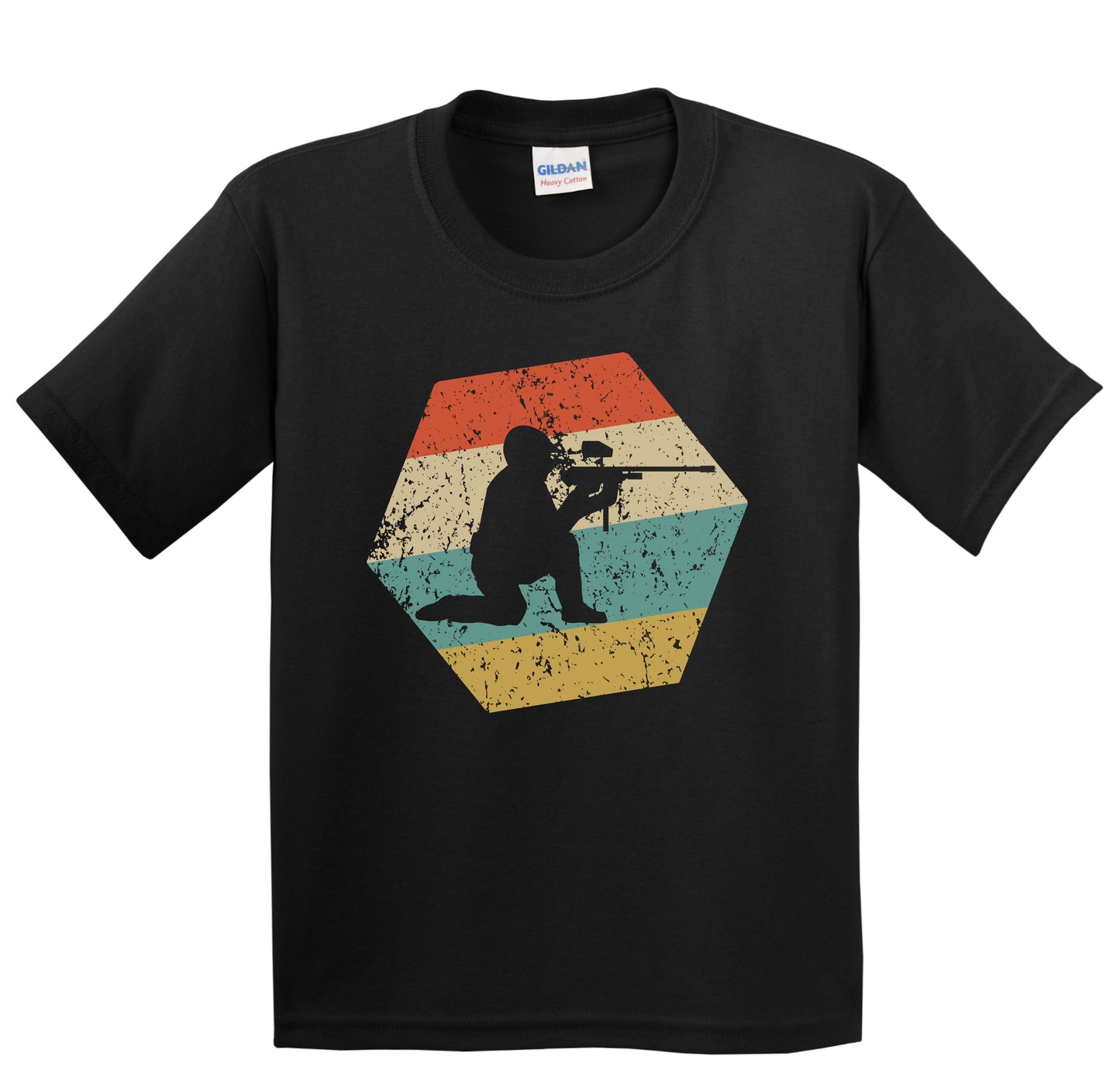 Paintball Retro Distressed Hexagon Paintball Player Youth T-Shirt