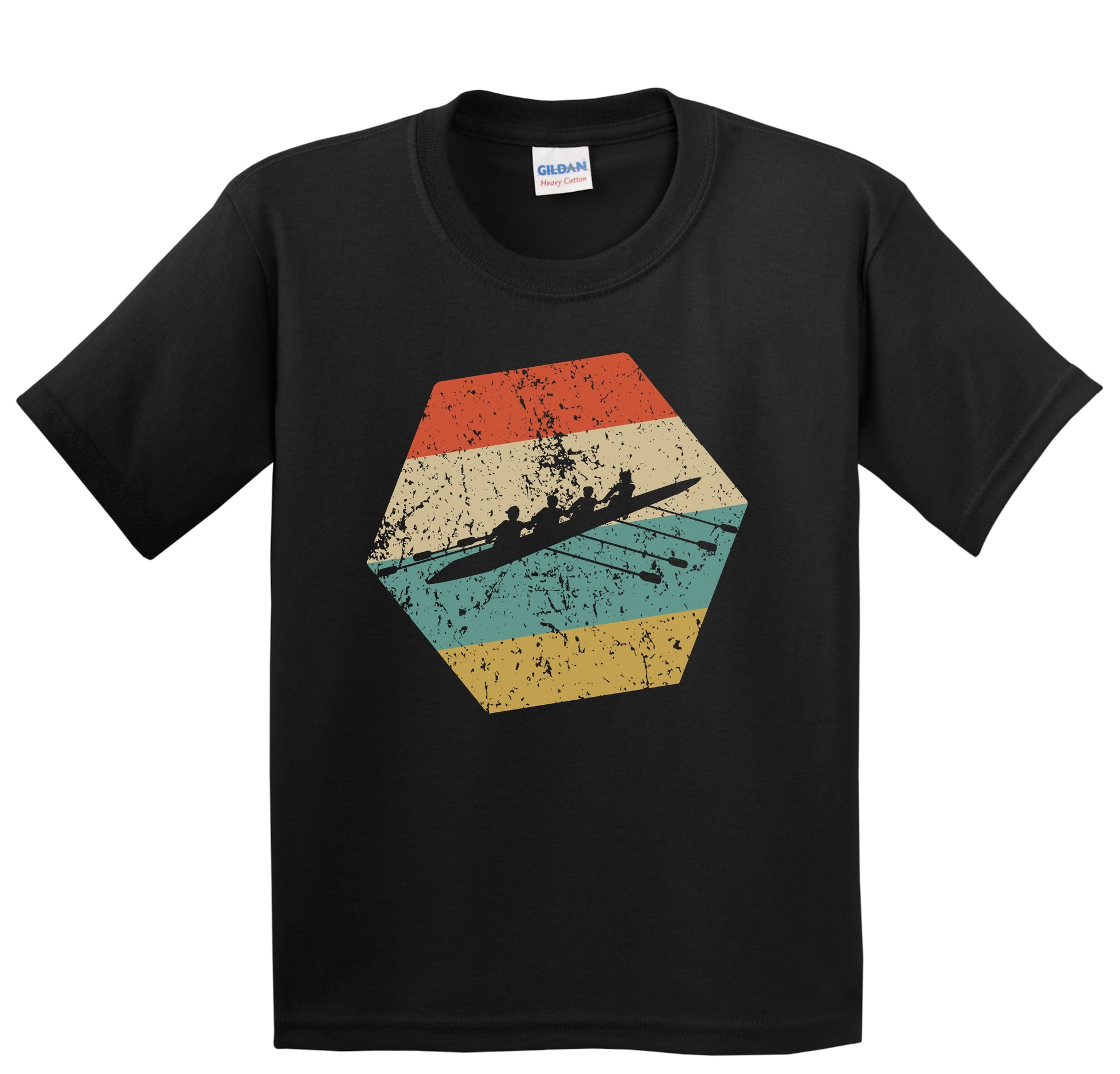 Crew Team Retro Distressed Hexagon Rowing Youth T-Shirt