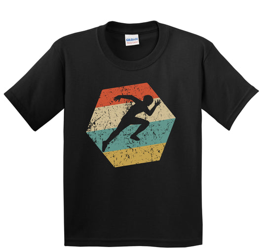 Sprinter Retro Distressed Hexagon Track and Field Youth T-Shirt