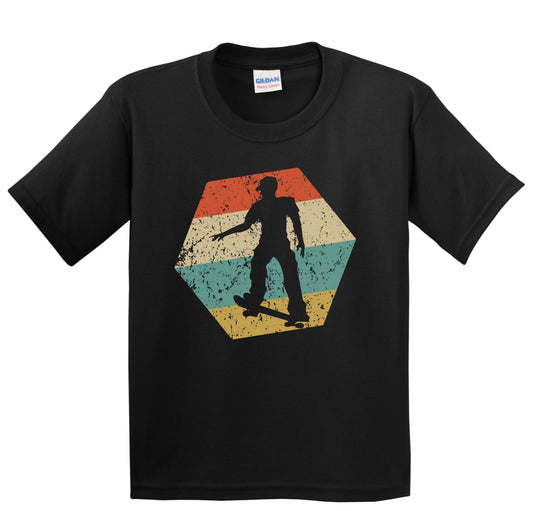 Skateboarding Retro Distressed Hexagon Skateboarder Youth T-Shirt