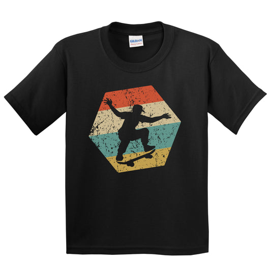 Skateboarding Retro Distressed Hexagon Skater Youth T-Shirt