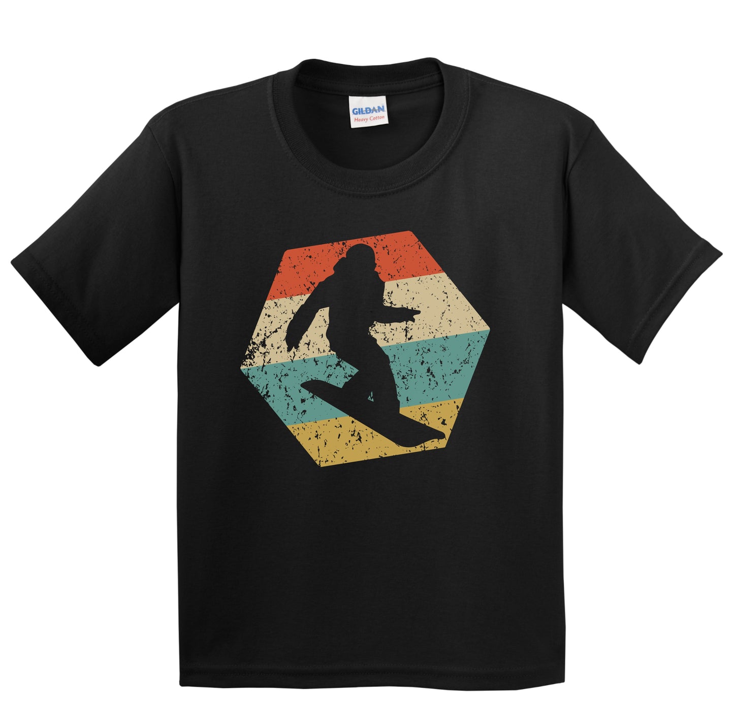 Snowboarding Retro Distressed Hexagon Snowboarder Youth T-Shirt