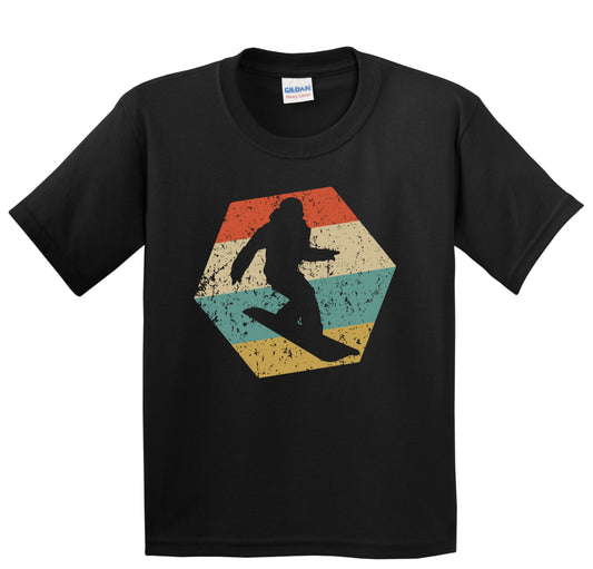 Snowboarding Retro Distressed Hexagon Snowboarder Youth T-Shirt