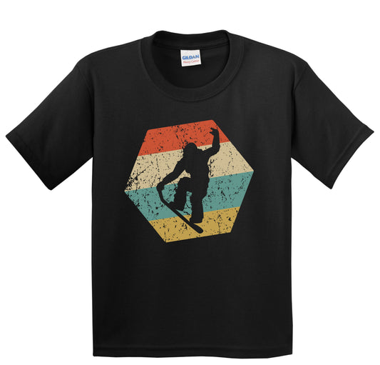 Snowboarder Retro Distressed Hexagon Snowboarding Youth T-Shirt