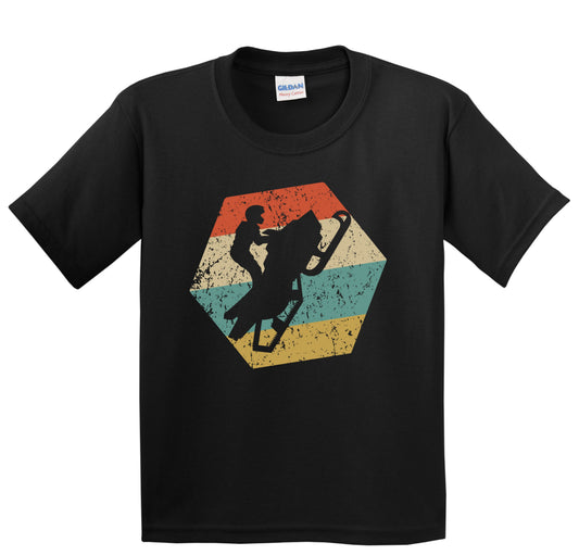 Snowmobiling Retro Distressed Hexagon Snowmobile Youth T-Shirt