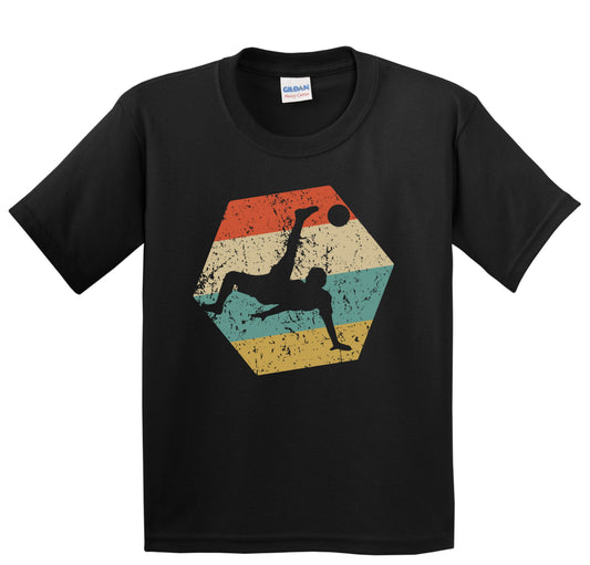 Soccer Retro Distressed Hexagon Soccer Kick Youth T-Shirt