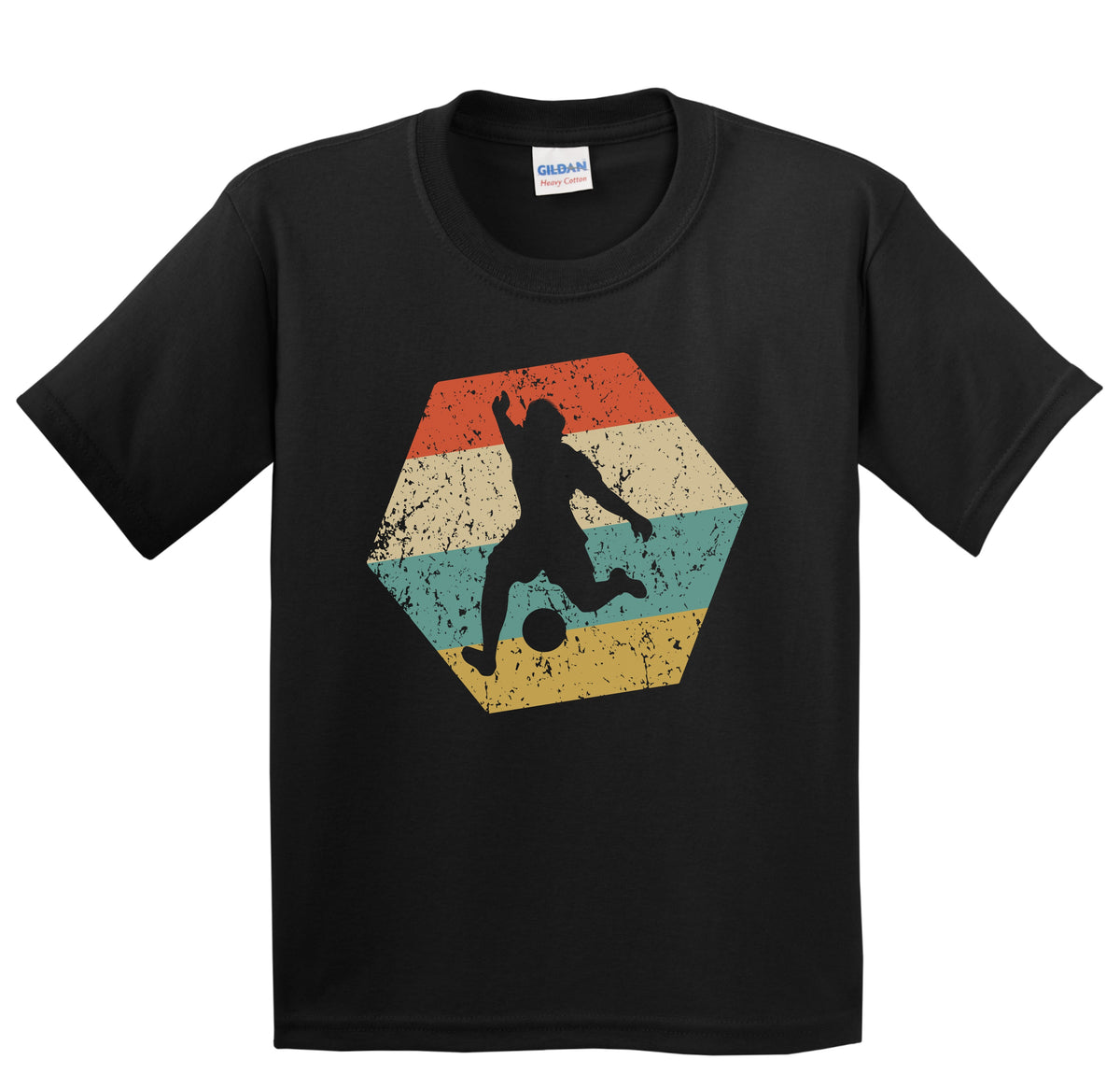 Soccer Retro Distressed Hexagon Bicycle Kick Youth T-Shirt