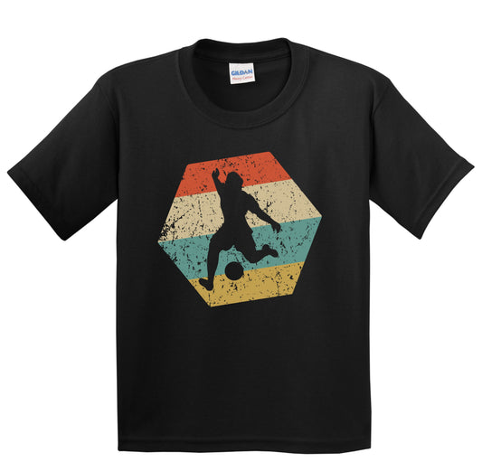 Soccer Retro Distressed Hexagon Bicycle Kick Youth T-Shirt