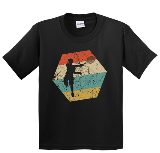 Tennis Retro Distressed Hexagon Tennis Player Youth T-Shirt