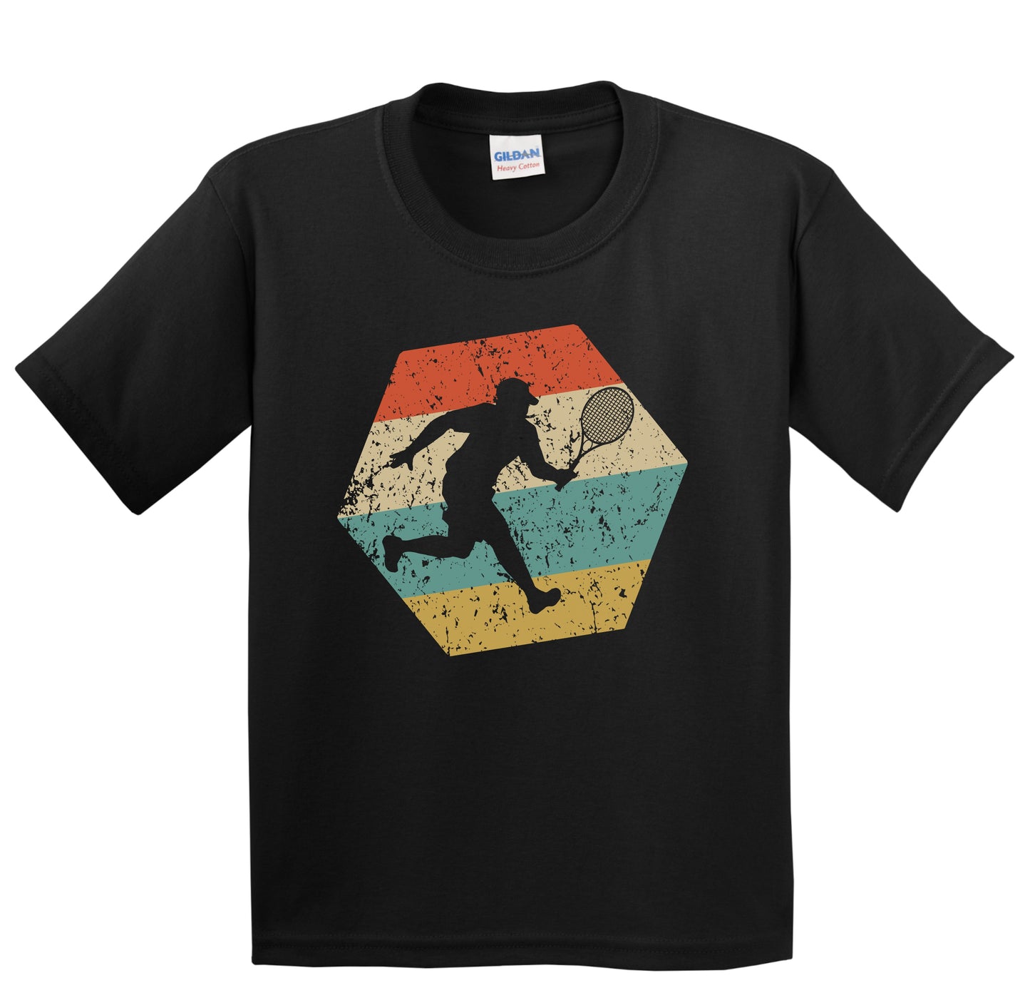Tennis Player Retro Distressed Hexagon Tennis Youth T-Shirt