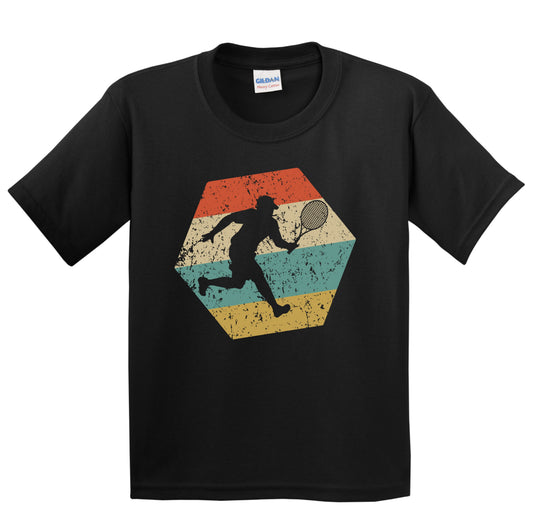 Tennis Player Retro Distressed Hexagon Tennis Youth T-Shirt