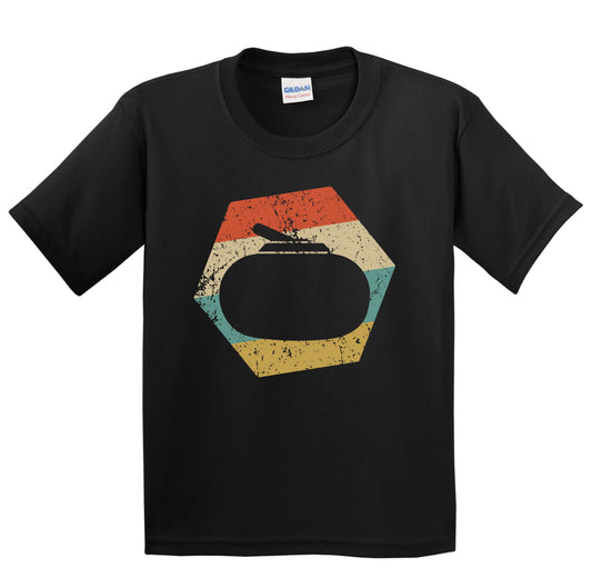 Curling Retro Distressed Hexagon Curling Stone Youth T-Shirt
