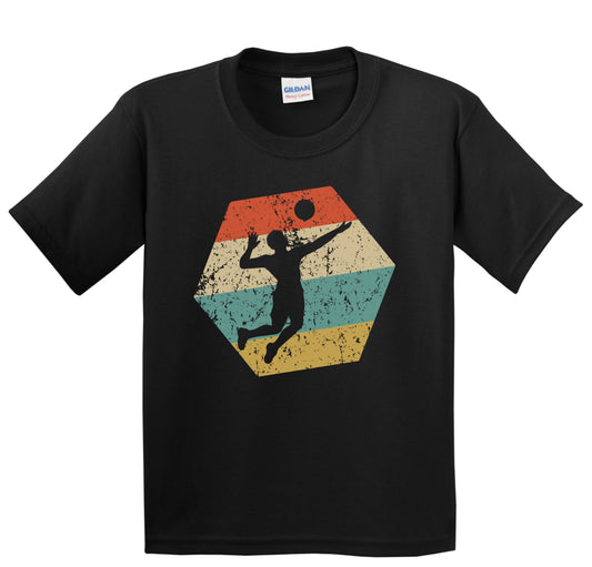 Volleyball Retro Distressed Hexagon Volleyball Player Youth T-Shirt