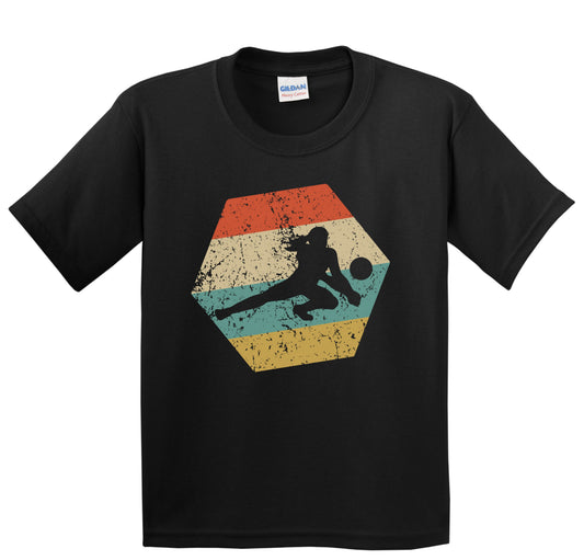 Volleyball Retro Distressed Hexagon Dig Youth T-Shirt