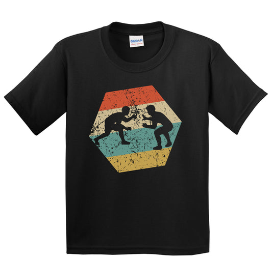 Wrestling Retro Distressed Hexagon Wrestlers Youth T-Shirt