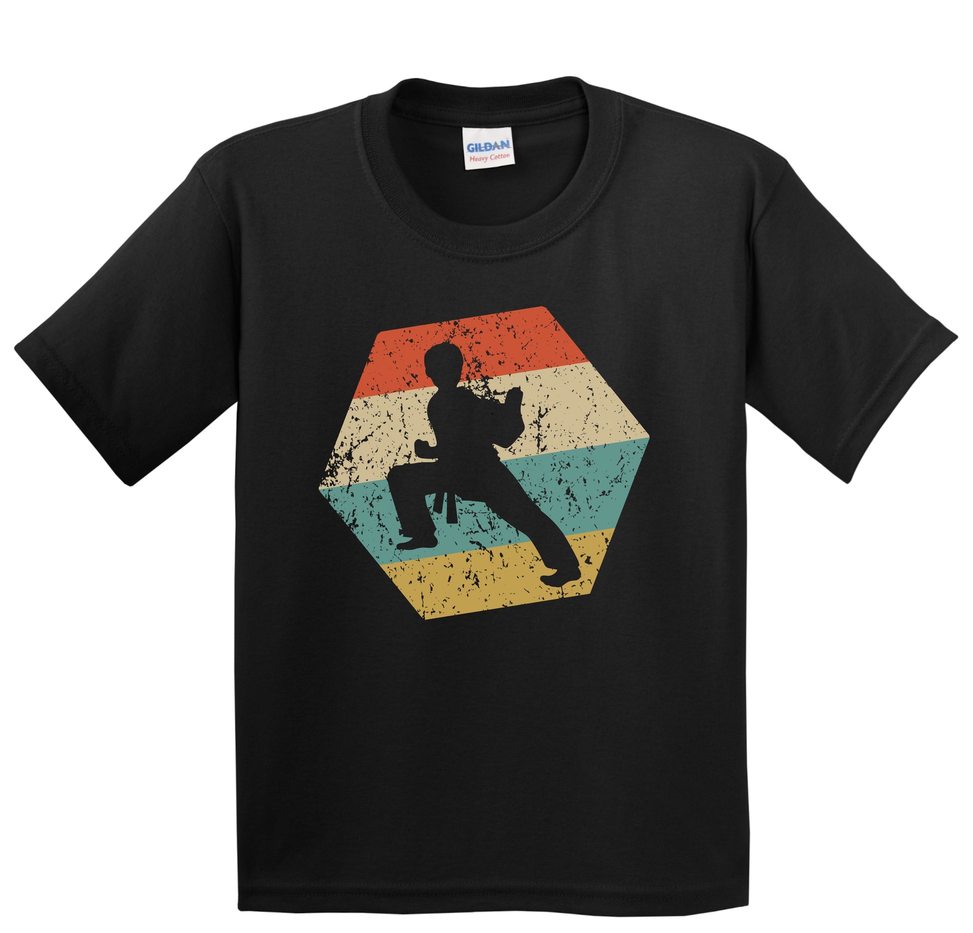 Karate Retro Distressed Hexagon Martial Arts Youth T-Shirt