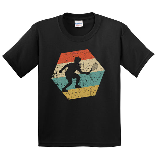 Squash Player Retro Distressed Hexagon Squash Youth T-Shirt