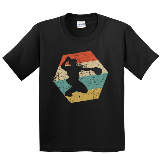 Catcher Retro Distressed Hexagon Baseball Youth T-Shirt