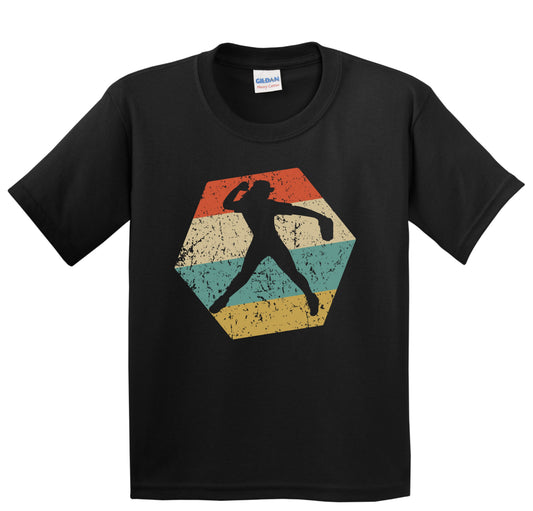 Softball Retro Distressed Hexagon Softball Player Youth T-Shirt