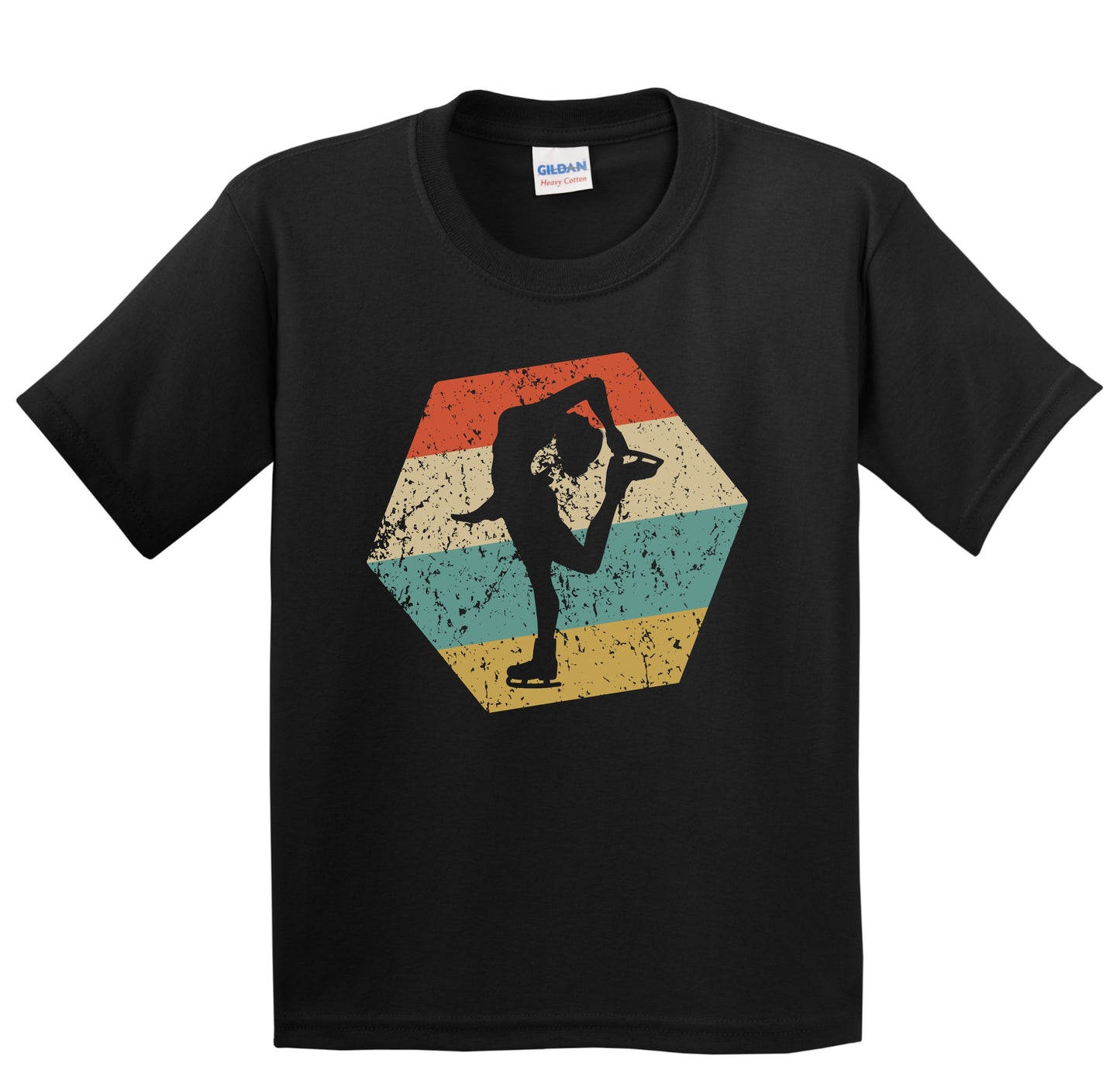 Figure Skating Retro Distressed Hexagon Figure Skater Youth T-Shirt