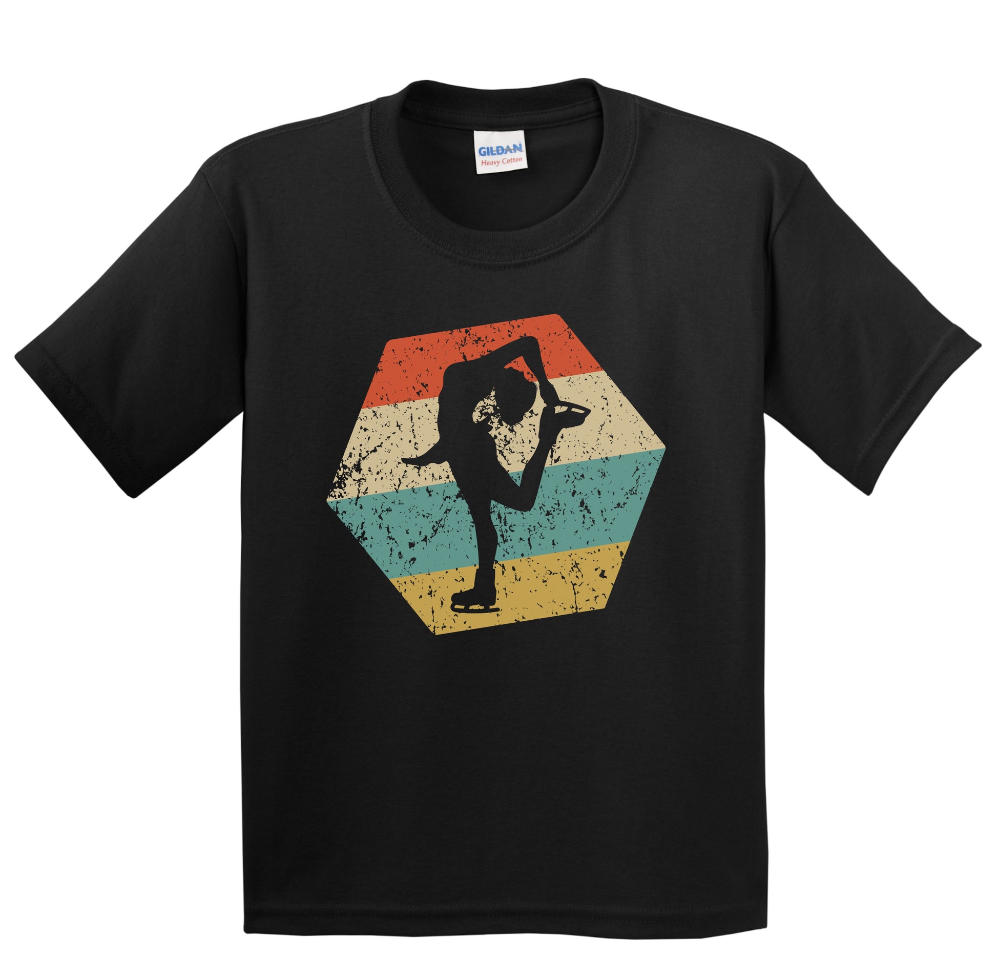 Figure Skating Retro Distressed Hexagon Figure Skater Youth T-Shirt