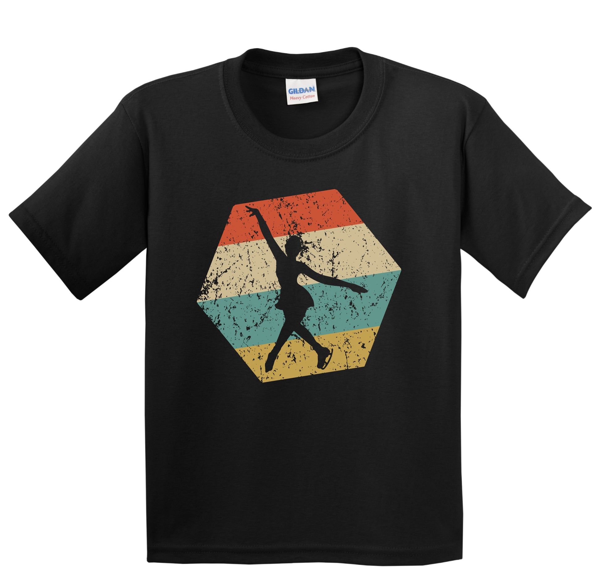 Figure Skating Retro Distressed Hexagon Female Figure Skater Youth T-Shirt