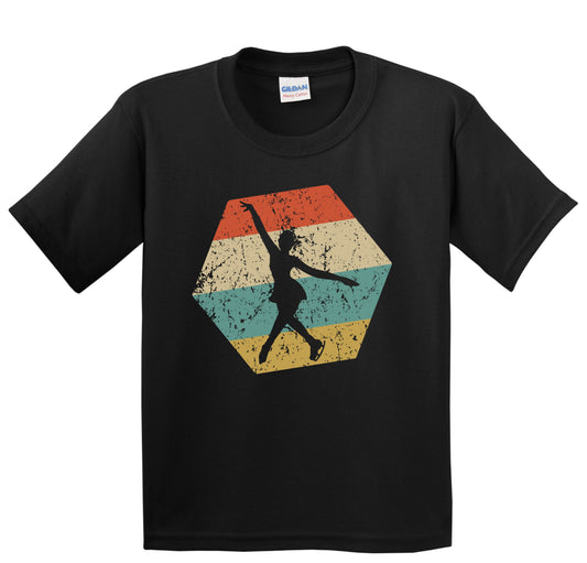 Figure Skating Retro Distressed Hexagon Female Figure Skater Youth T-Shirt
