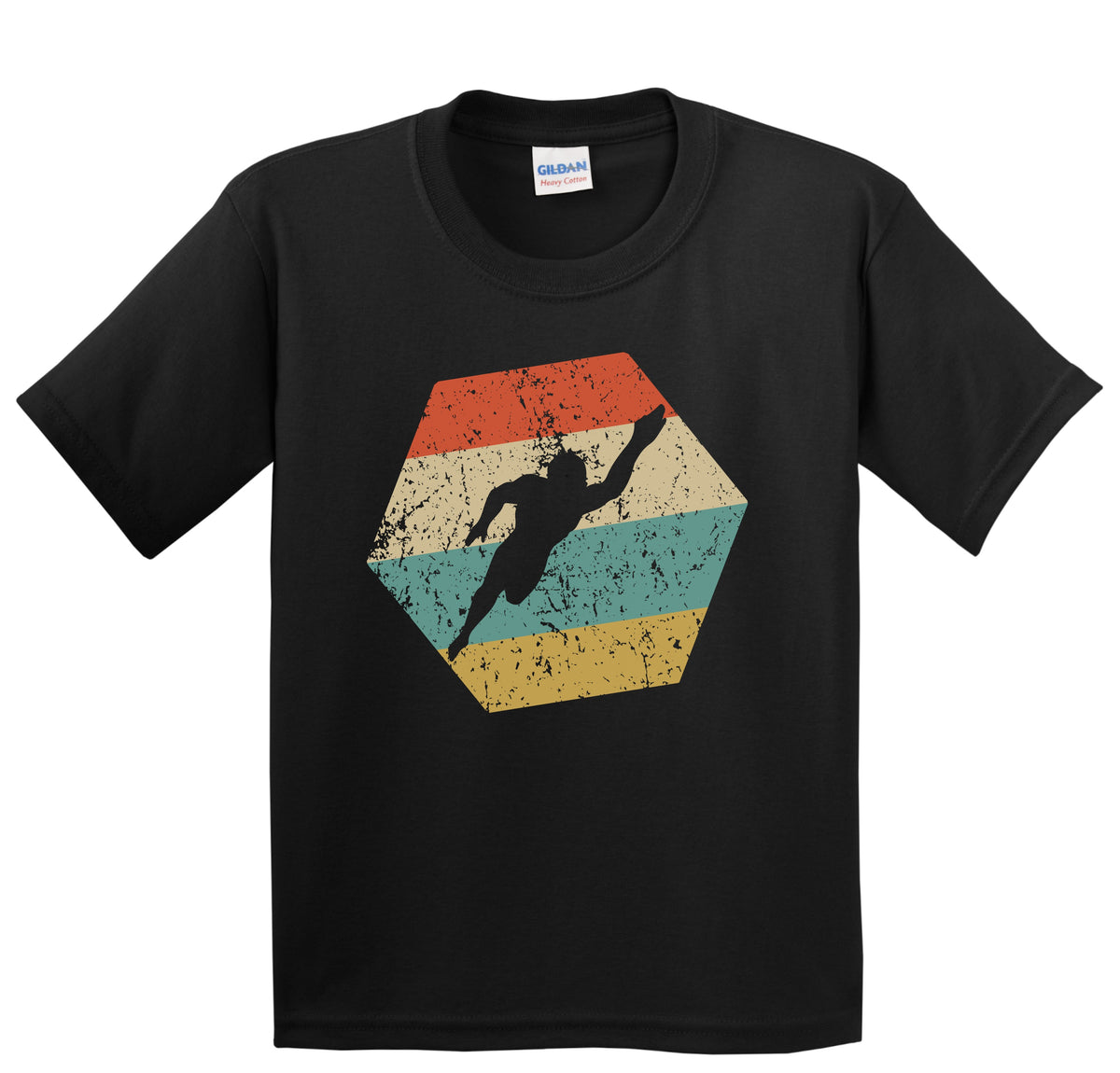 Swimming Retro Distressed Hexagon Swimmer Youth T-Shirt