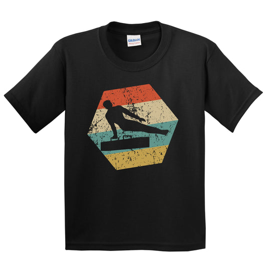 Gymnastics Retro Distressed Hexagon Male Gymnast Youth T-Shirt