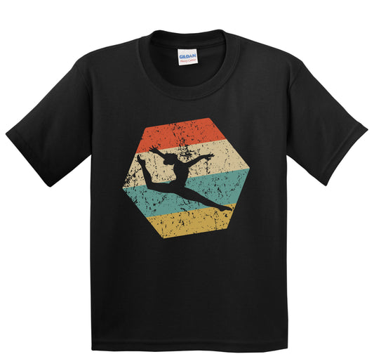 Gymnastics Retro Distressed Hexagon Gymnast Youth T-Shirt