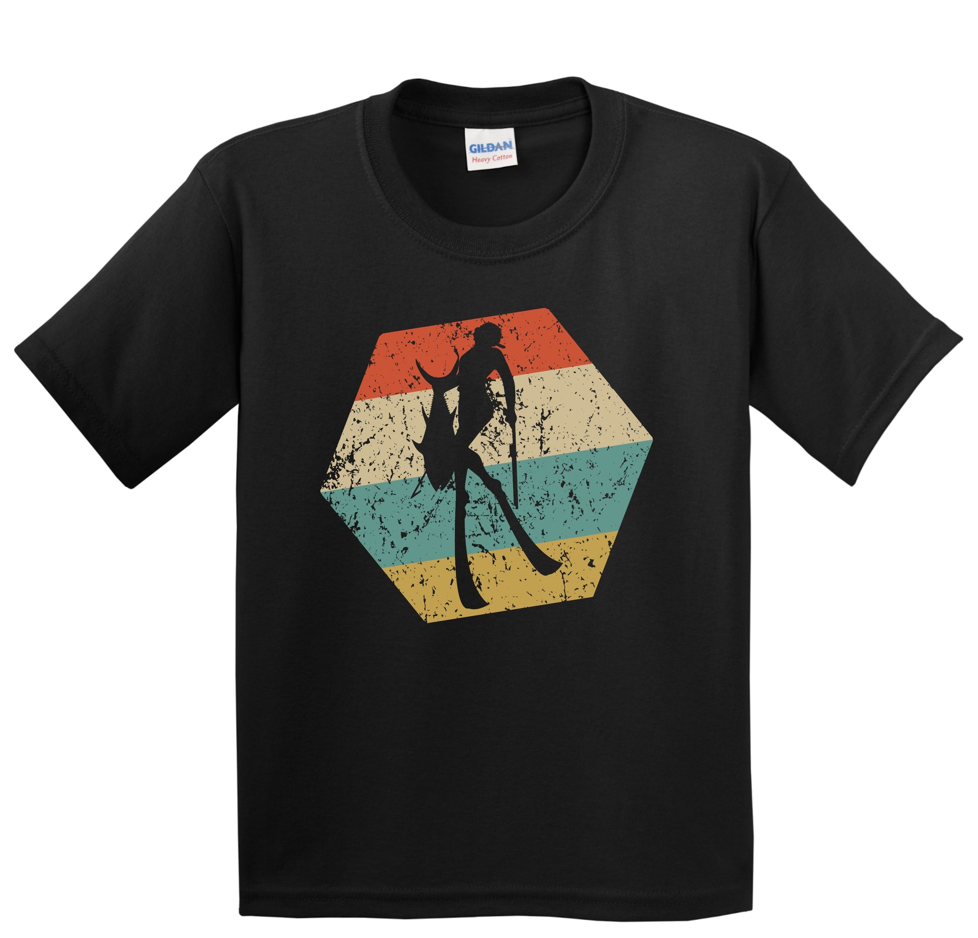 Spearfishing Retro Distressed Hexagon Spearfisherman Youth T-Shirt