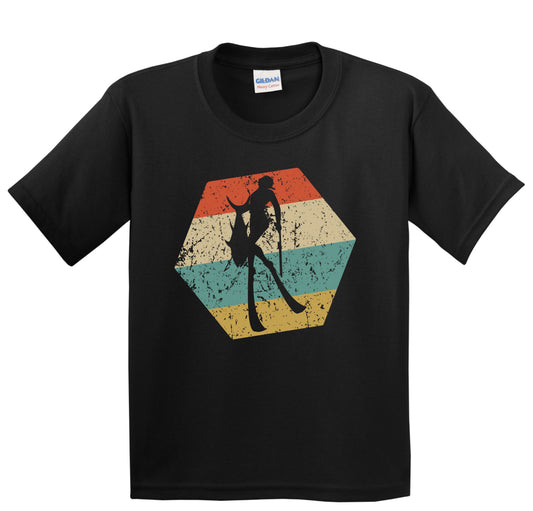 Spearfishing Retro Distressed Hexagon Spearfisherman Youth T-Shirt