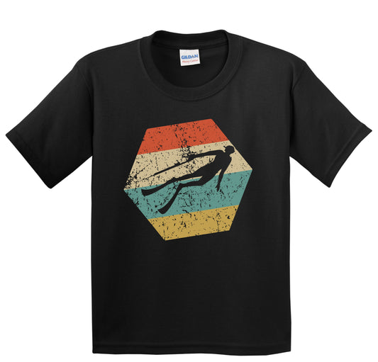 Spearfisherman Retro Distressed Hexagon Spearfishing Youth T-Shirt