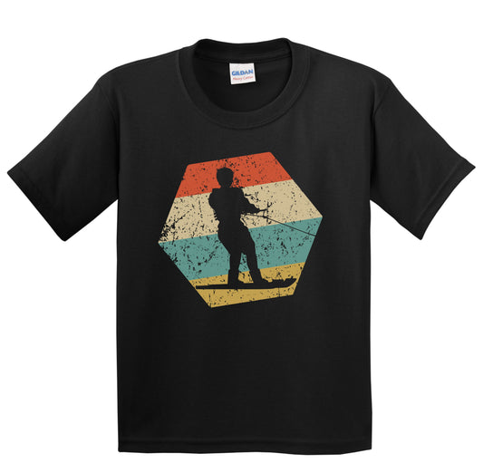 Waterskiing Retro Distressed Hexagon Waterskier Youth T-Shirt