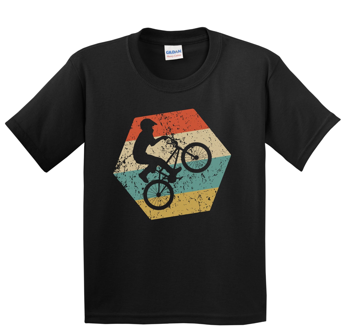 BMX Bike Retro Distressed Hexagon BMX Rider Youth T-Shirt