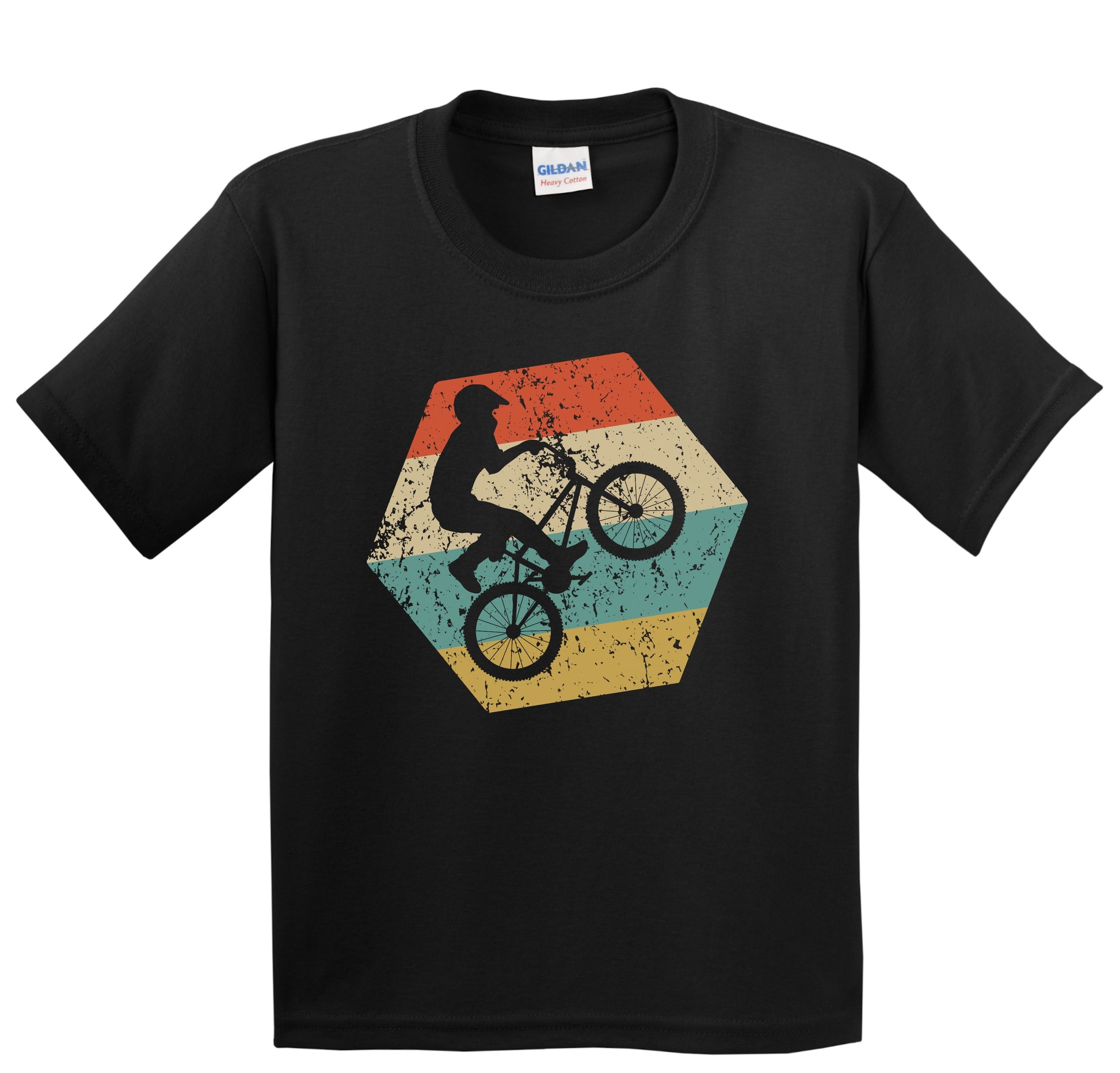 BMX Bike Retro Distressed Hexagon BMX Rider Youth T-Shirt