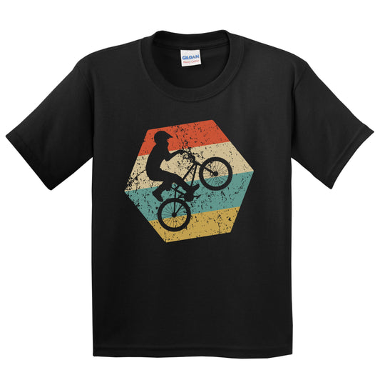 BMX Bike Retro Distressed Hexagon BMX Rider Youth T-Shirt