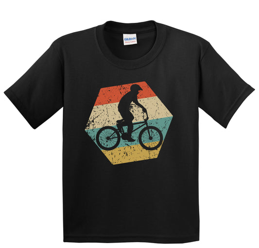 BMX Rider Retro Distressed Hexagon BMX Bike Youth T-Shirt