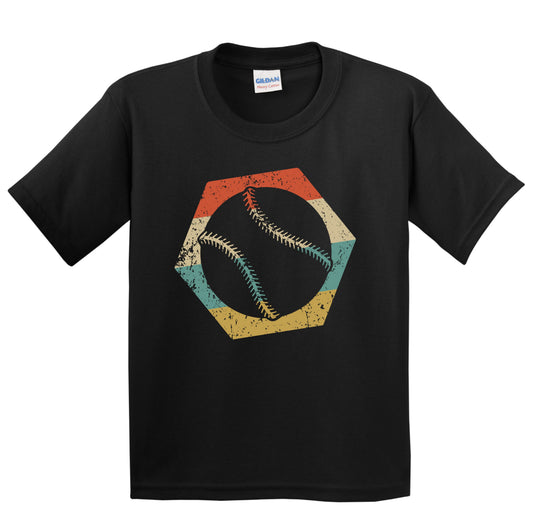 Baseball Softball Retro Distressed Hexagon Ball Youth T-Shirt