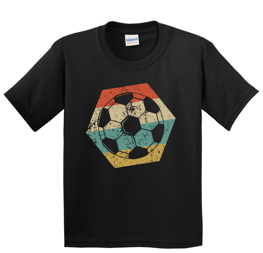 Soccer Retro Distressed Hexagon Ball Youth T-Shirt