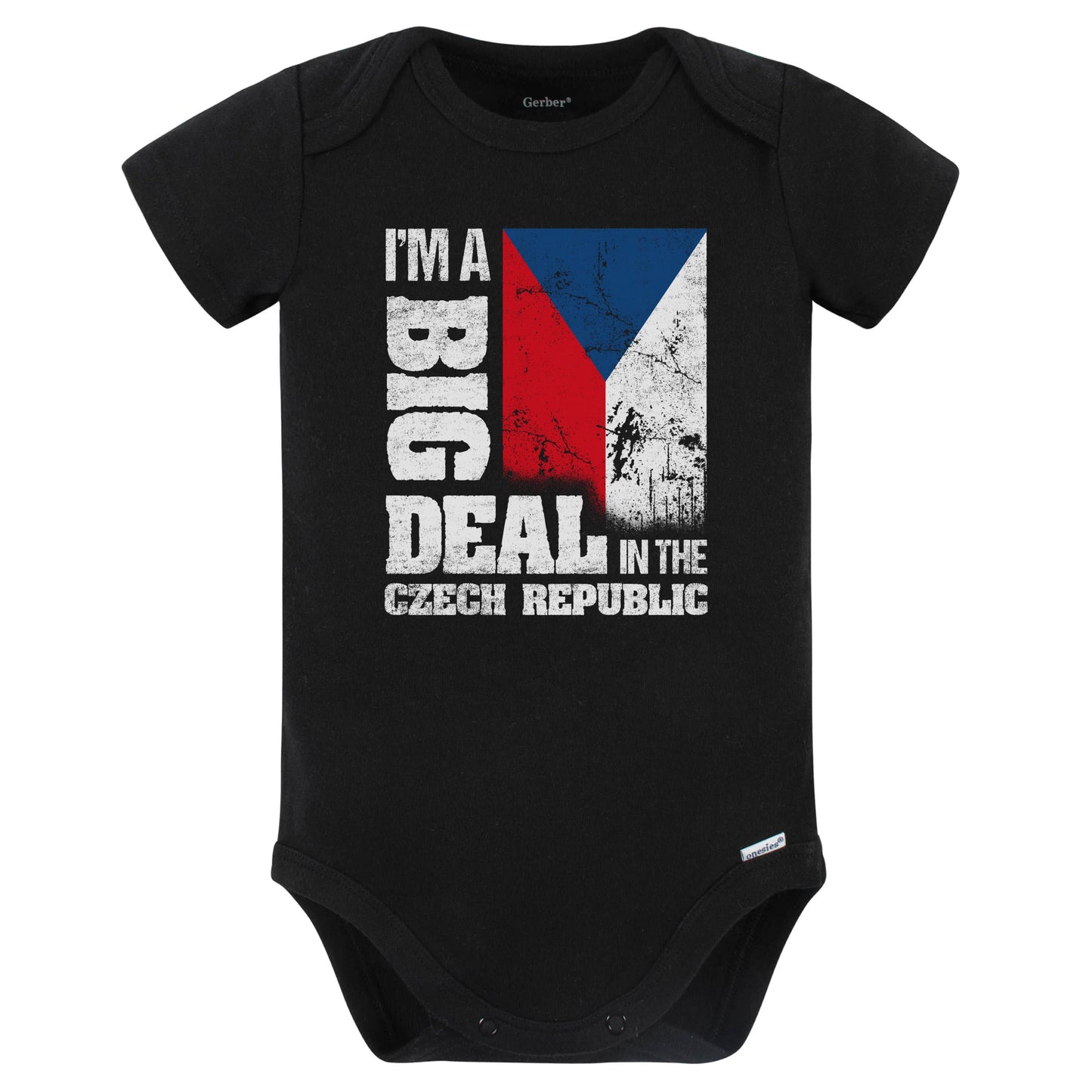 I'm A Big Deal In the Czech Republic Funny Czech Flag Baby Bodysuit (Black)