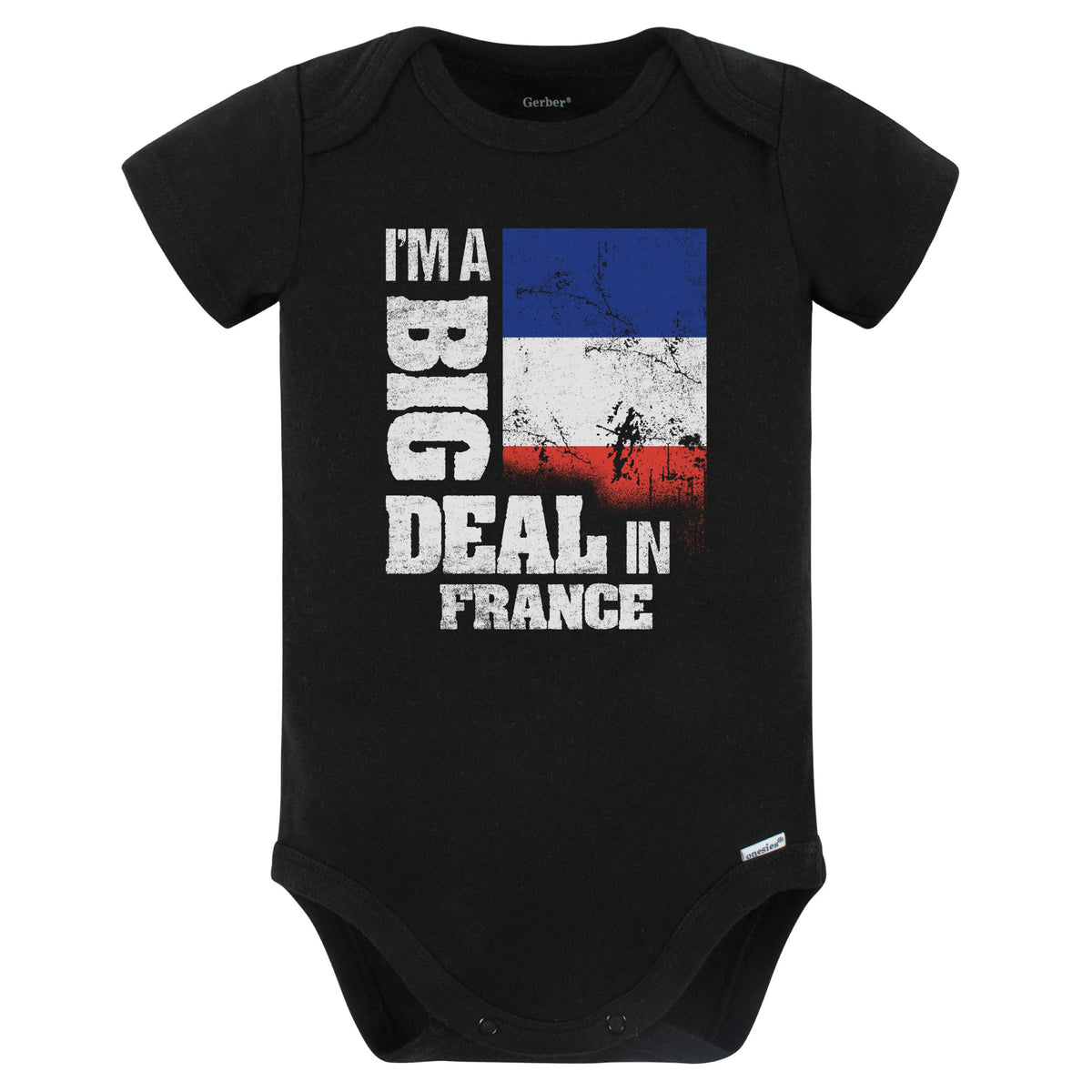 I'm A Big Deal In France Funny French Flag Baby Bodysuit (Black)