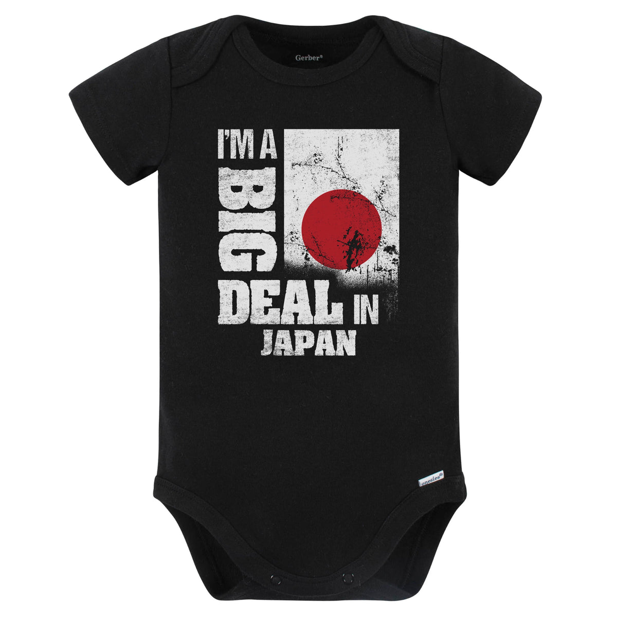 I'm A Big Deal In Japan Funny Japanese Flag Baby Bodysuit (Black)