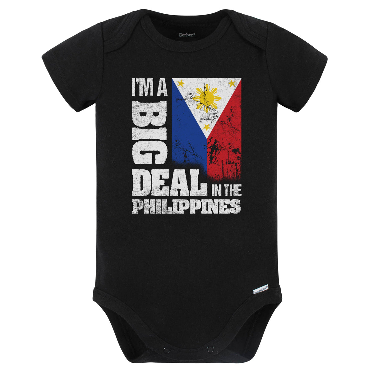 I'm A Big Deal In the Philippines Funny Filipino Flag Baby Bodysuit (Black)