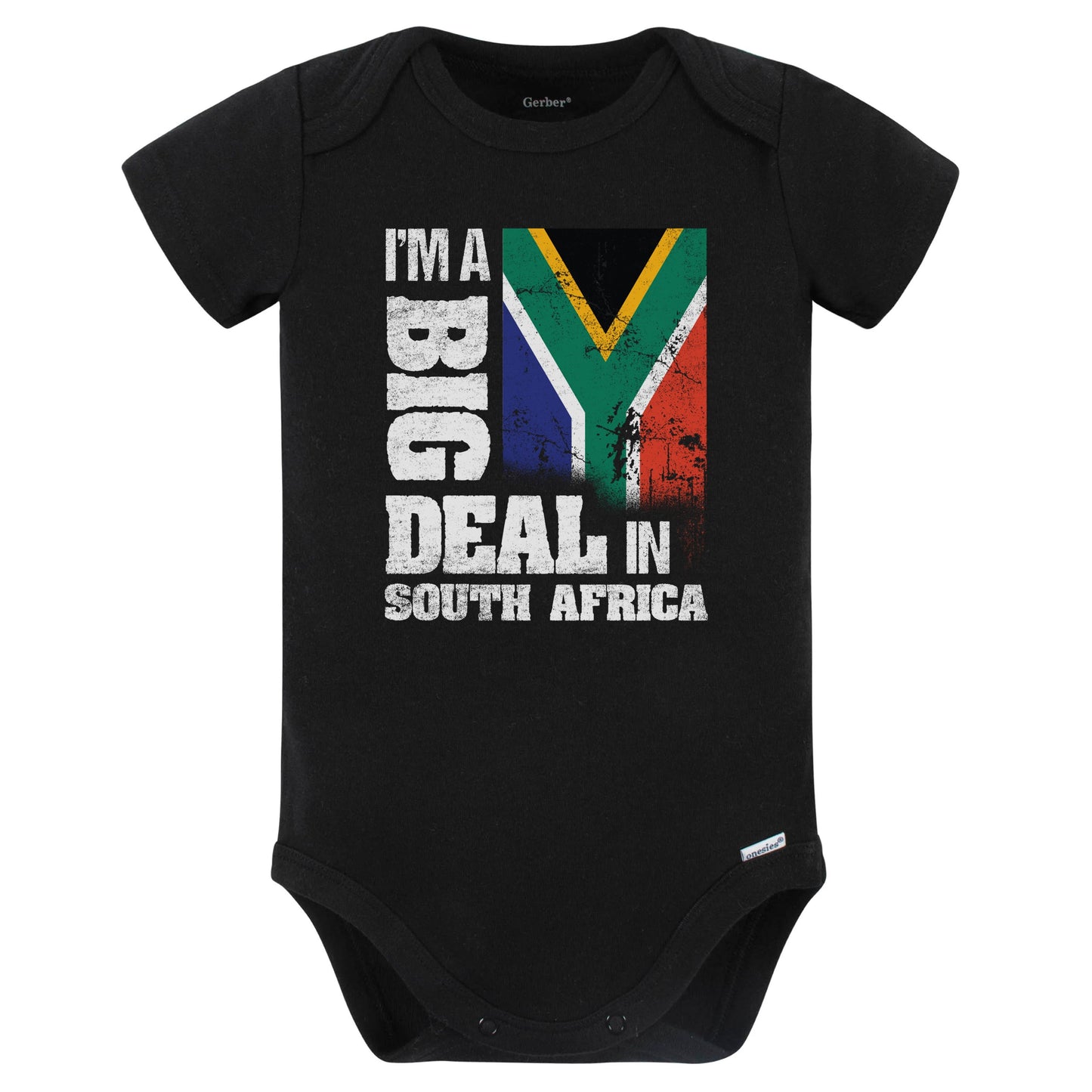 I'm A Big Deal In South Africa Funny South African Flag Baby Bodysuit (Black)