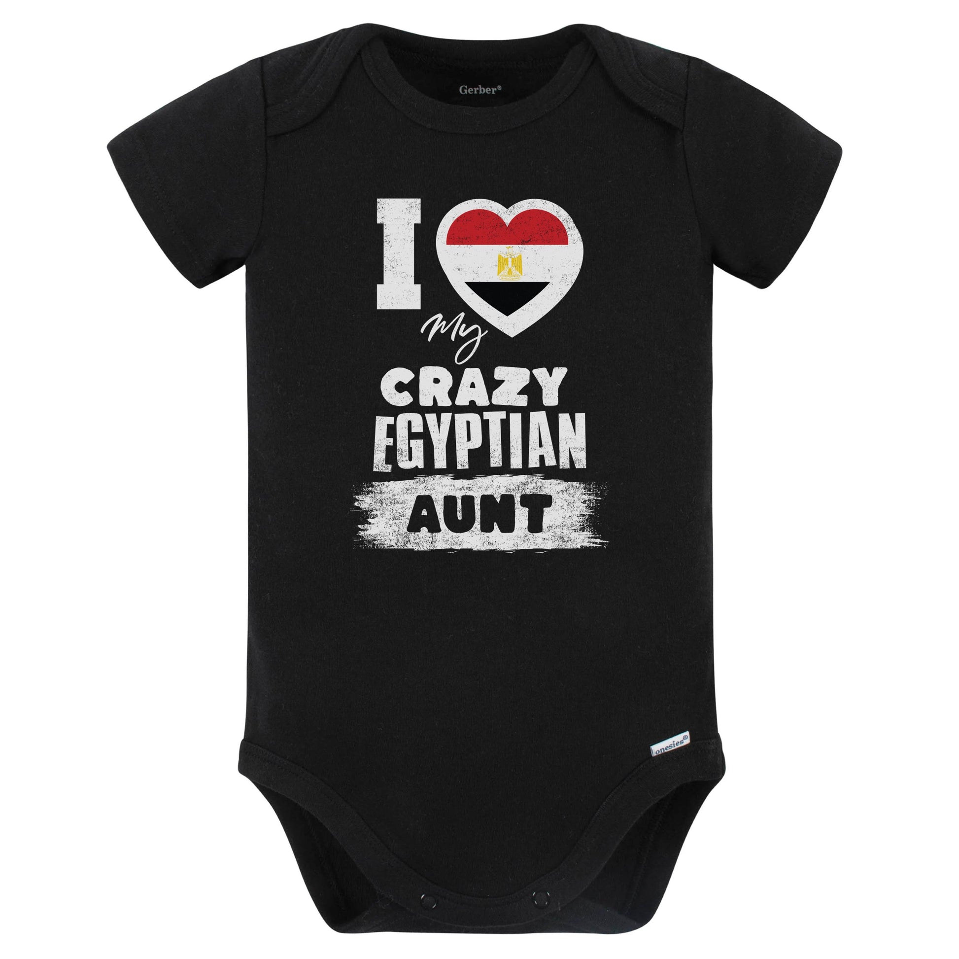 I Love My Crazy Egyptian Aunt Funny Egypt Flag Niece Nephew Baby Bodysuit (Black)